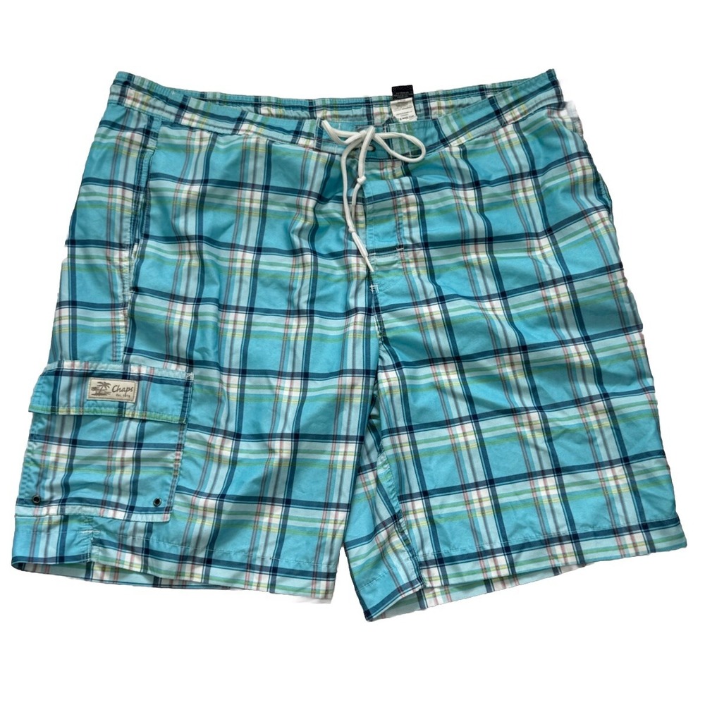Ralph Lauren Chaps Swim Trunks Mens Multi Color Plaid Cargo Pocket XL / 42